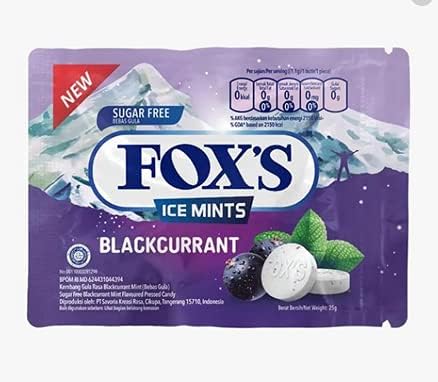 Fox's Blackcurrant Ice Mints Sugar Free, Purple & Blue, 25 g