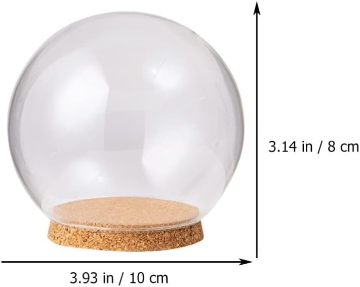 5pcs Clear Glass Cloche Globe Display Dome with Wooden Base Decorative Glass Cloche Bell Jar Display Case for Collectibles Enchanted Rose Small Beer Specimens Snow Globes Crafts 10cm image 5