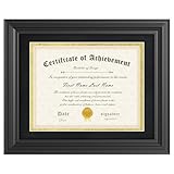 Abtgt 11x14 Diploma Frame Certificate Degree Document Frame with High Definition Glass, with Black and Gold Mat Display 8.5x11 or without Mat Display 11x14, for Wall and Tabletop, Black