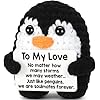 Gifts for Him Her Boyfriend Girlfriend To My Love Handmade Crochet Penguin Present Anniversary Wedding Birthday Gift for Women Men Cute Decor Romantic I Love You Gift for Couple Wife Husband Easter