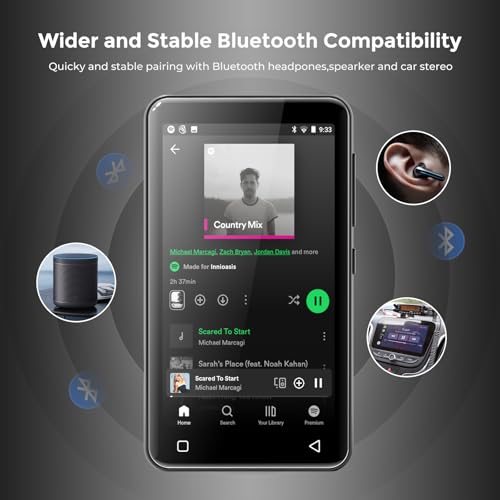 Image of innioasis 16GB MP3 Player with Bluetooth and WiFi, MP3 Player for Kids with Spotify, Spotify Kids, Pandora, Audible, 4.0 inch Touch Screen Music Player with Parental Controls, Up to 1TB (Grey)