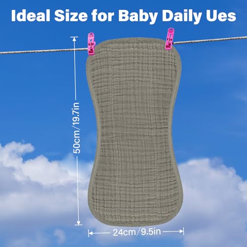 Muslin Baby Burp Washable Cloths Sets for Girl Boy Large, 8 Pack 100% Cotton Burp Clothes Absorbent Easy to Dry for Newborn Unisex 20 x 10 Inches(Khaki)3