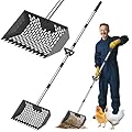 Chicken Poop Scooper & Rake, Metal Sifting Shovel 10" Wide Metal Head, Adjustable Handle to 74", Chicken Coop Scooper with Adjustable Handle for Chicken Coop & Pet Waste Cleaning