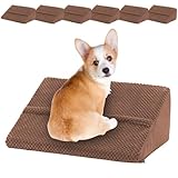 Upgrade Non-Slip Dog Ramps/Stairs for Staircase, Foam Dog Ramps for Stairs Inside House, Foam Pet Ramps for Small Dogs, Stair Ramp for Injured Dogs Cats with Self-Sticky Pads to Fix, 6 Pack