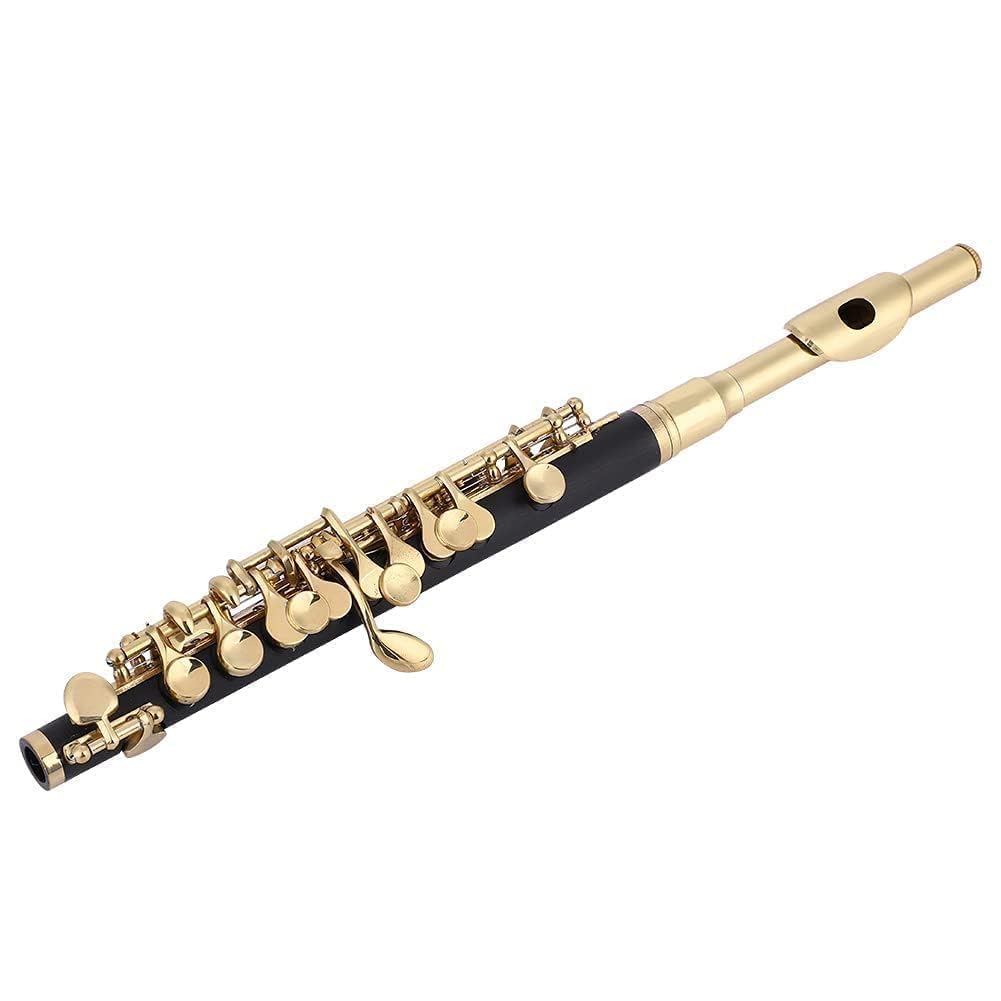 Kit D'instruments Piccolo, 2 Couleurs Piccolo Demi-taille Flûte C tonalité avec Boîte Rembourrée pour étudiants Débutants (Or)