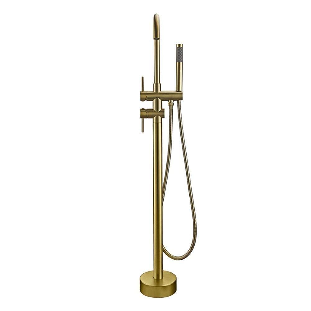 Robinet de baignoire sur pied or rose et noir mat en laiton haut de gamme