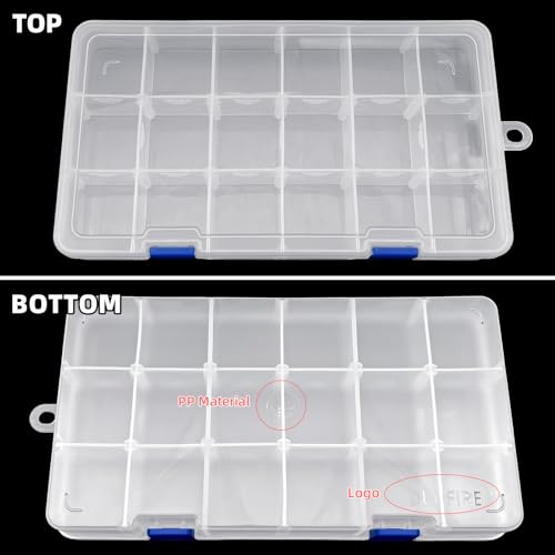 Image of DUOFIRE Plastic Organizer Container Storage Box Adjustable Divider Removable Grid Compartment for Jewelry Beads Earring Tool Fishing Hook Small Accessories(18 grids, White X 4) (Pack of 3)