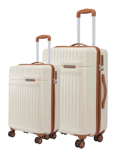 Image of Safari Runner Set of Small and Medium 8 Wheels 55 and 66cm Hard Case Polycarbonate 360 Degree Wheeling System, Trolley Bags for Travel, Suitcase for Travel, Vanilla