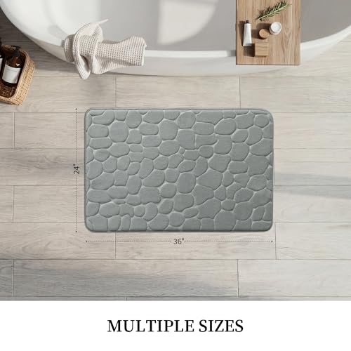 YIHOUSE Memory Foam Bath Mat Cobblestone Bathroom Rugs Super Water Absorbent Bath Mats for Bathroom Machine Washable Bath Rugs(24 x 36,Light Gray) - image 6