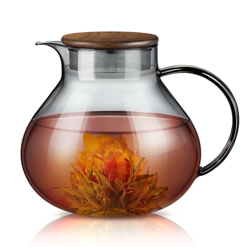 Théière en verre pour cuisinière Ecooe 1400 ml avec filtre amovible eau chaude et froide - 2