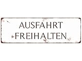 Interluxe METALLSCHILD Shabby Vintage Blechschild AUSFAHRT FREIHALTEN Garage Timeless Warnschild Hinweisschild