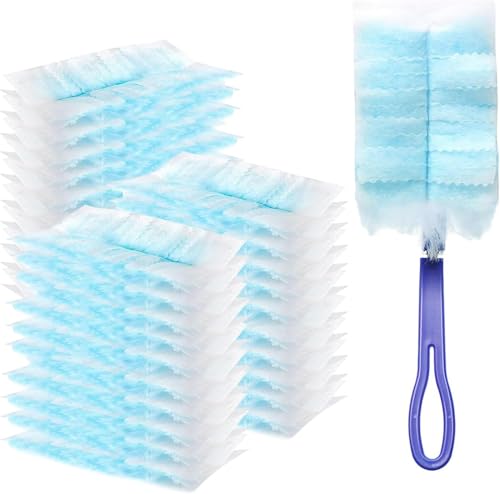 Image of 40 Count Duster Refills, Disposable Static Dust Removal Brush Replacement Head Compatible with Swiffer Duster Refills for Dusting Electronics Furniture Blinds Ceiling Fans, with 1 Short Handle (40)