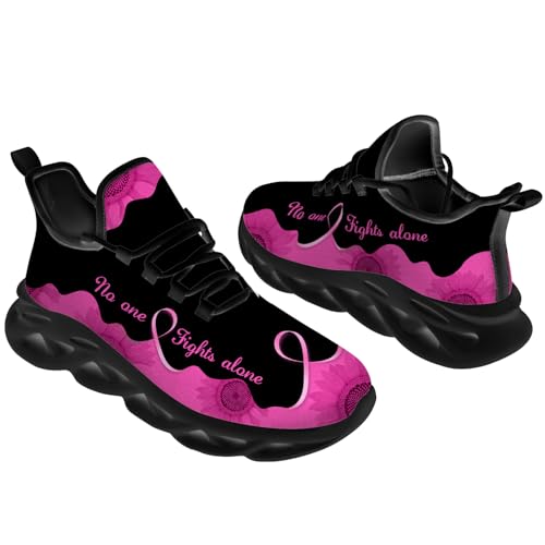 Women's Breast Cancer Awareness Shoes Pink Ribbon Sneakers Running Walking Tennis Shoes Gifts for Ladies Girlfriend2