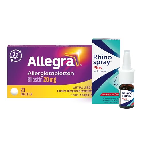 Allegra Allergie Tabletten | 20 Stk | Antiallergikum | Wirkstoff Bilastin | schnell und 24 Std wirksam bei Heuschnupfen, Tierhaarallergie, Hausstauballergie, Nesselsucht (Urtikaria)