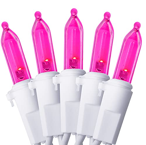 Pink Led Valentines Day Lights 100 Mini Fairy Christmas String Lights White Wire 26.9 Ft Outdoor Indoor Easter Traditional Holiday Décor For Home, Christmas Tree, Bedroom, Patio, Wedding Decorations #TOP13