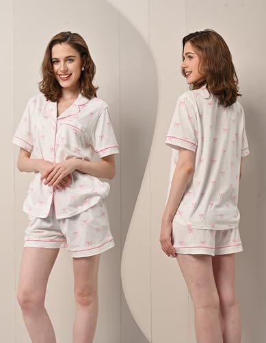 Image of NAP BOUND 100% Cotton Pajamas for Women Sets 2 Pieces Pjs Button short sleeves with Pockets Soft Sleepwear Loungewear XS-XXL