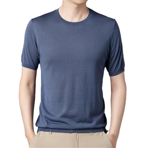 T-shirt en tricot d'été thermorégulateur en soie glacée fraîcheur homme gris L