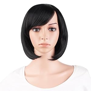 MapofBeauty 12 Inch/30 cm Beautiful Women’s Short Straight BOB Wig (Jet Black)