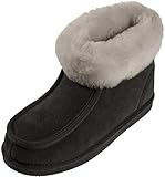 shearling lammfell jacke herren  Harrys-Collection Damen Herren Hausschuh Mokassin aus feinstes Merino Lammfell, Farben:grau, Schuhgröße:43