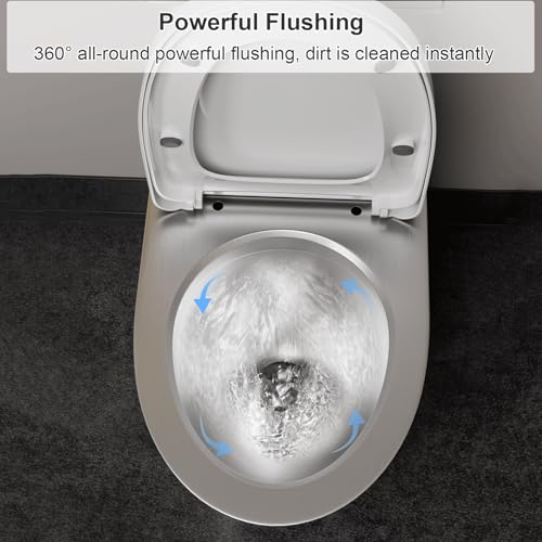 Toilet de acero inoxidable 304 para baño comercial con válvula de descarga, descarga sifónica y diseño antiolor, para hogar, escuela, centro comercial o bar miniatura 5