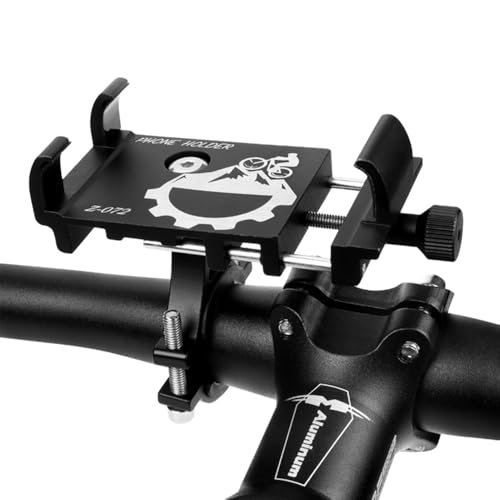 MyGiGi Aluminum Bicycle Phone Holder, Motorcycle Phone Clip, Scooter Handlebar Cellphone Mount, Adjustable Compatible with iPhone Samsung and More 4.7