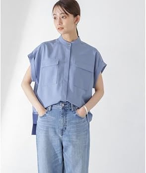 Amazon | [ナノユニバース] メランジドライ スタンドポケットシャツ