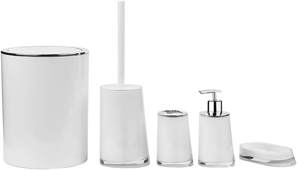 Bathroom Kit Trash Can Toilet Brush Toothbrush Cup Holder Soap Box Soap Dispenser(E)