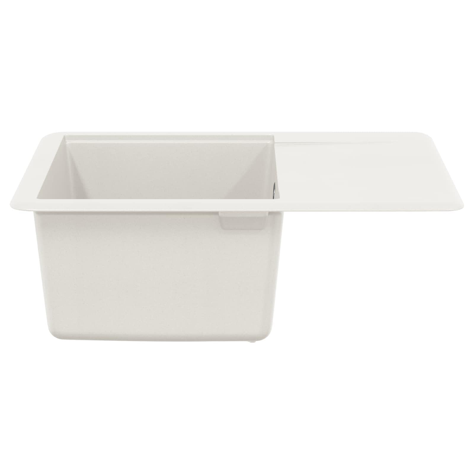 Fregadero de cocina de granito, 560 x 460 mm, color blanco | 80% cuarzo y 20% resina, rectangular, resistente a los arañazos, resistente al calor, fácil montaje
