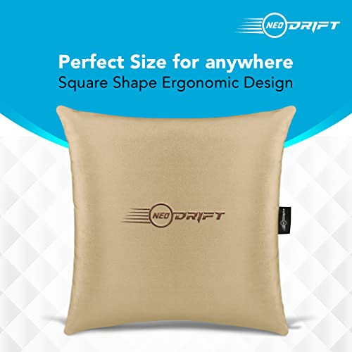 Image of Neodrift - Back Support for Lumbar Support Memory Foam Orthopedic Backrest Cushion for Lower Back Pain Relief for Car Seat, Office Chair, Home Sofa (Square Pillow, Beige)