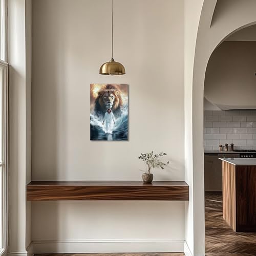 Tableau Jésus Christ marchant sur l'eau | Toile Lion de Juda bleue 60x90 cm - 5