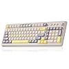 AULA S99 Gaming Keyboard, Ergonomic Computer Keyboards, Wireless Creamy Keyboard Full Size Cute Backlit Media Knob Programmable Tri-Mode Bluetooth/2.4GHz/USB-C Keyboard for PC Gamer - Grey & Yellow