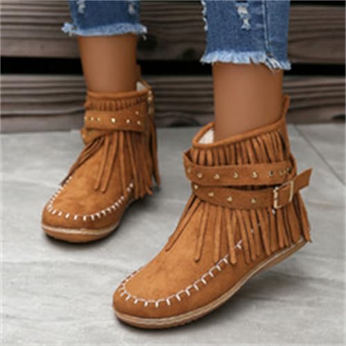 Lausiuoe Boots For Women Ankle Booties Classic Fringe Western Cowboy Casual Dressy Short Booties Fashion Biker Boots 20253