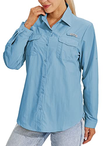 Camiseta mujer UPF 50+ secado rápido azul claro