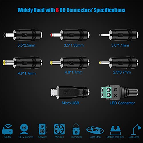 Soulbay UC03U 24W Universal Ac/Dc Adapter 12V 9V 7.5V 6V 5V 4.5V 3V Regulated Switching Power Supply With 8 Selectable Plugs thumb #1
