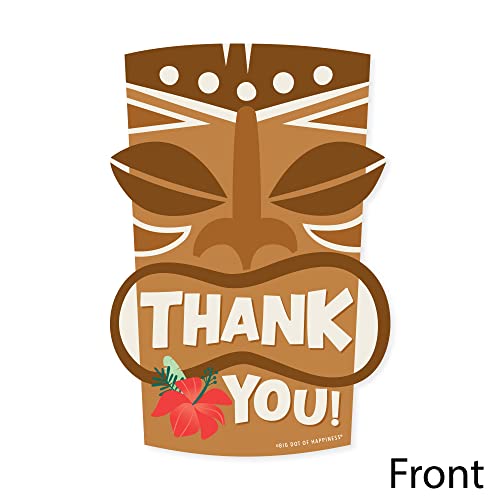Image of Big Dot of Happiness Tropical Luau - Shaped Thank You Cards - Hawaiian Beach Party Thank You Note Cards with Envelopes - Set of 12