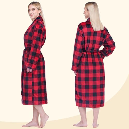 Image of PAVILIA Womens Robe Fleece Plush Soft, Fluffy Fuzzy Cozy Warm Bathrobe, Shower Spa House Long Robe for Women