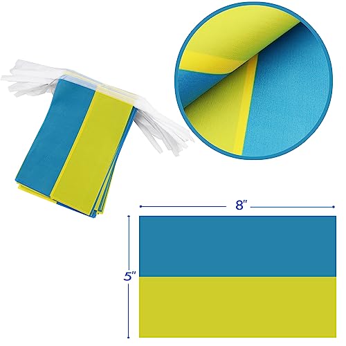 Image of Ukraine String Flag Pennant Banner - 38 Flags, 42 Feet Small Mini Ukrainian Flags Bunting Banner for Country Decoration, School, Party, Sports Events