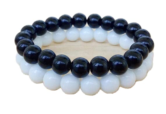 Bracelet couple longue distance en obsidienne et agate LKBEADS