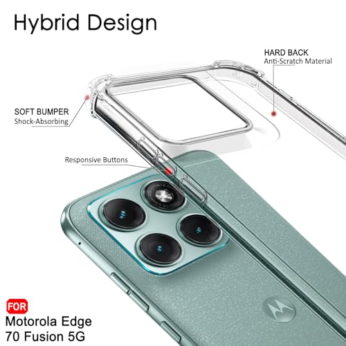 Image of TheGiftKart Crystal Clear Back Cover Case for Motorola Moto Edge 70 Fusion 5G | 360 Degree Protection | Shock Proof Design | Transparent Back Case Cover (PC & TPU, Transparent Bumper)