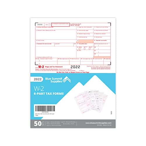2022 W2 6 Part Tax Forms Kit, 50 Employee Kit Of Laser Tax Forms Designed For Quickbooks And Accounting Software #TOP6