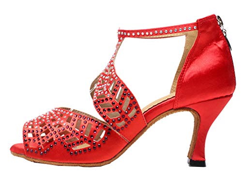 Chaussures salsa latine rouge en soirée de danse et entraînement - 2