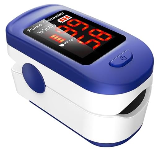 Oxymètre de Doigt Professionnel AGPTEK, Oxymètre de Pouls Électronique Numérique avec Moniteur de Fréquence Cardiaque-Capteur d'Oxygène-Ecran LED-Étui/Lanière inclus, Certifié CE-Blanc et Bleu