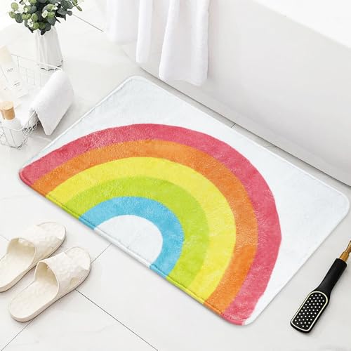 AIBIIN Alfombras de Baño Arcoiris 50x80cm Alfombra de Baño Microfibra Antideslizante Alfombras de Baño para Ducha Lavables...