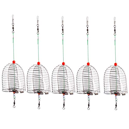 Besportble 5 peças de aço inoxidável para iscas de pesca, cesta, carpa, armadilha, alimentador, equi