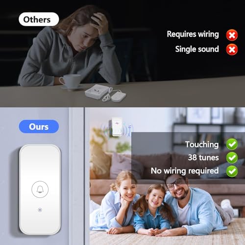Image of Desidiya Wireless Door Bell for Home, Office Servant Bell | 500Ft Long Range Bell for House Cordless Remote Doorbell with 38 Chimes 4 Level Adjustable Volume Doorbell Kits Villa, Shop | Cordless Bell