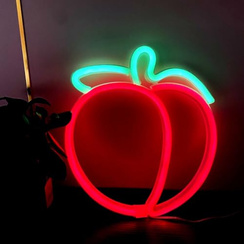 Image of Peach Neon Sign, Fruit Peach Neon Decor,Funny Peach Led Sign Pink Decor for Bedroom Wall Art Decor,Gift for Her, Peach Led Sign for Christmas Decoration Thanksgiving Decoration Valentine's Day Gift