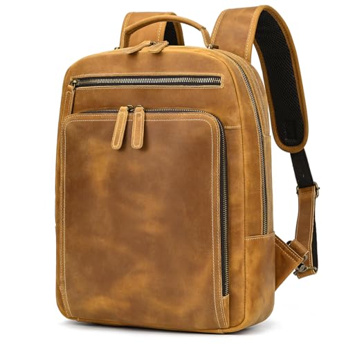 Vintage Full Grain Leather Backpack for Men, 16