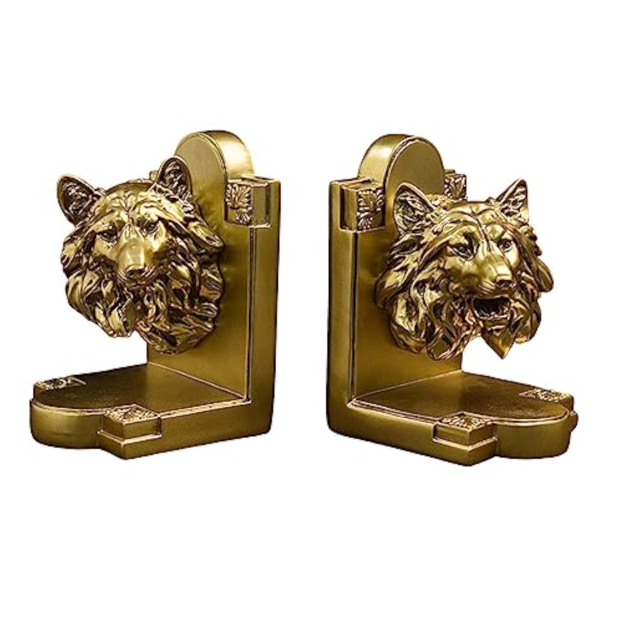 Decorative Bookends for Heavy Books, Wolf Design