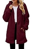 Yanekop Women Oversized Sherpa Jackets Fuzzy Fleece Zip Up Hoodie Outerwear Warm Winter Coat With Po
