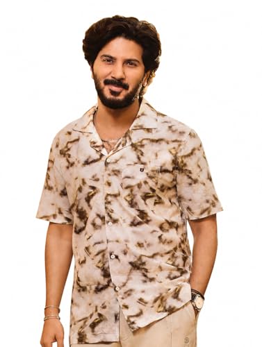 Image of OTTO Men's Cream and Brown Printed Casual Shirt | Slim Fit | Casual Shirts for Men